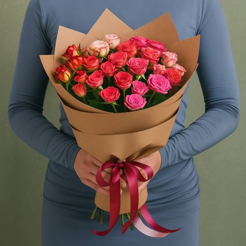 Букет кустовых роз «Яркая нежность»