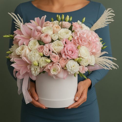 Цветы в коробке «Нежность облаков»