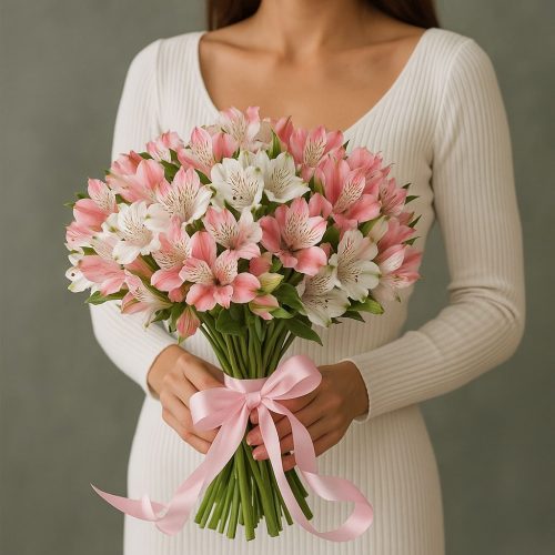 Букет с альстромериями «Нежность рассвета»